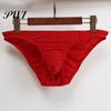 Solid Color Briefs Men Summer 3D U-convex Low-rise Underwear Thin Panties Three-dimensional Pouch Moisture-wicking