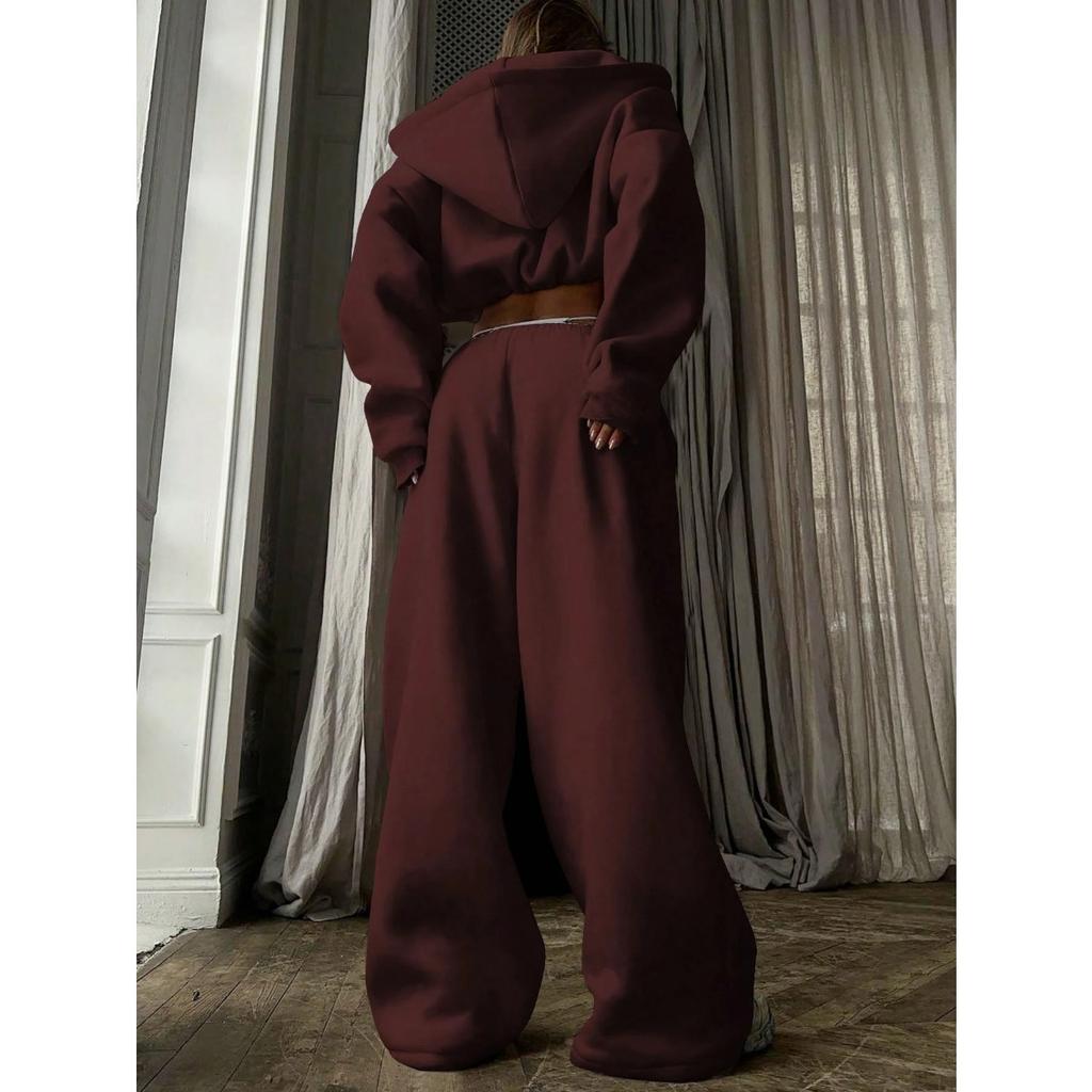 Høst- og vinterdameklær Mote Langermet Sport og Fritid Hettegenser Sett Todelt Sett