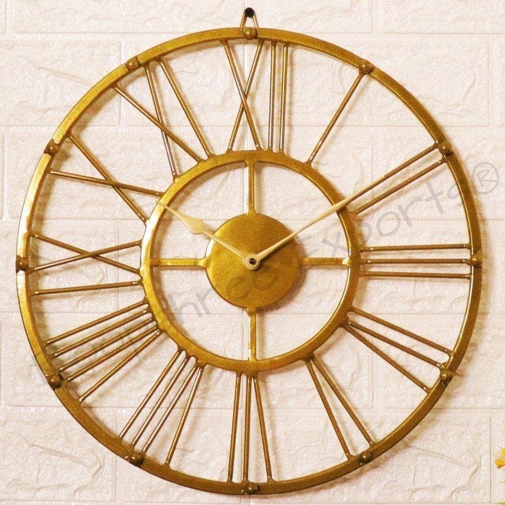 Vintage Clock Iron Gold Wall Clock, Analog, 15 Inch