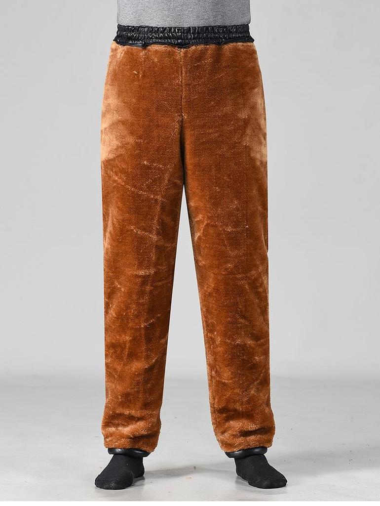 Men's Fleece-Lined Leather Motorcycle Pants - Thick, Windproof, Waterproof, Warm, Plus Size