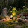Solar Powered Solar Frog Lantern LED Light Animal Figurine Solar Garden Statue Pathway Decor Waterproof Resin