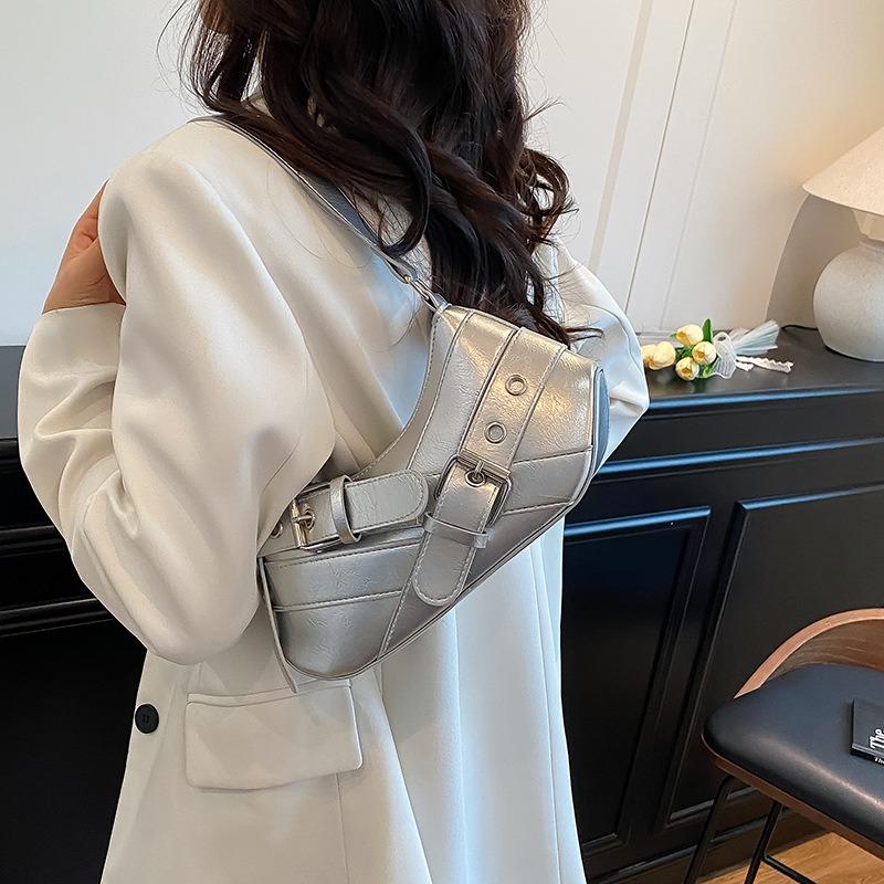 Summer new trend locomotive style Spice girl out casual versatile solid color belt decoration shoulder armpit bag