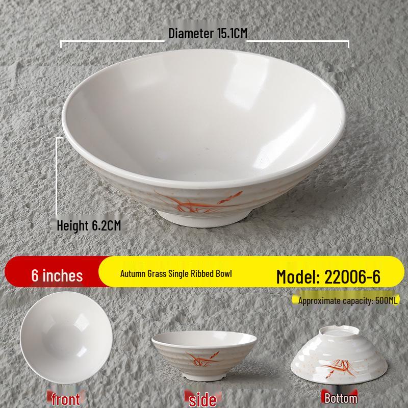 Durable Melamine Noodle Bowl - Imitation Porcelain for Soup, Ramen, Mala Tang & Luosifen