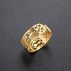 Stainless Steel Adinkra Symbol Open Ring African Akan Sankofa & Nyame Dua Ring Adjustable Ethnic Tribal Jewelry for Women Men