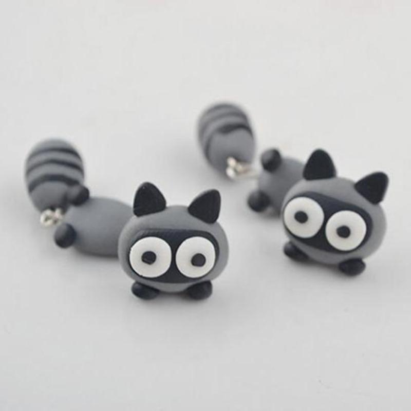 Orecchini animali in argilla polimerica da donna Simpatico cartone animato Gatto Orecchini a bottone Earbobs Gioielli