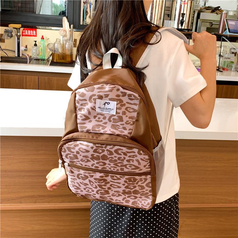 Schoolbag High Value Korean Version Design Sense Leopard Print Primary School Students Backpack Commuting Casual Versatile Fresh Summer Lightweight 