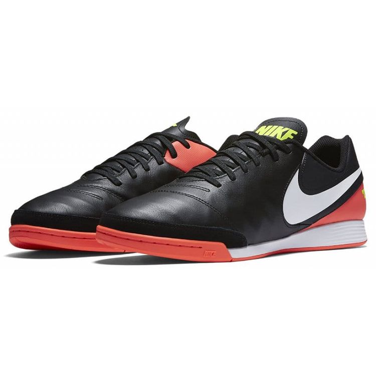 Adidas TiempoX Genio 2 Leather IC Black Hyper Orange Men Sneakers White Volt 819215-018