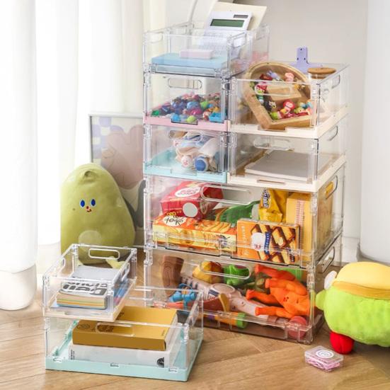 Storage Basket with Cover Easy Assembly Foldable Design Stackable Toy Storage Box