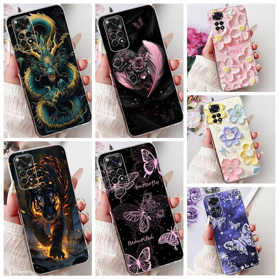 Funda For Xiaomi Redmi Note 11 Pro Note 12 Pro 4G Case Note11 11S Soft Silicone Bumper Goth Cool Dragon Tiger Cartoon Back Cover