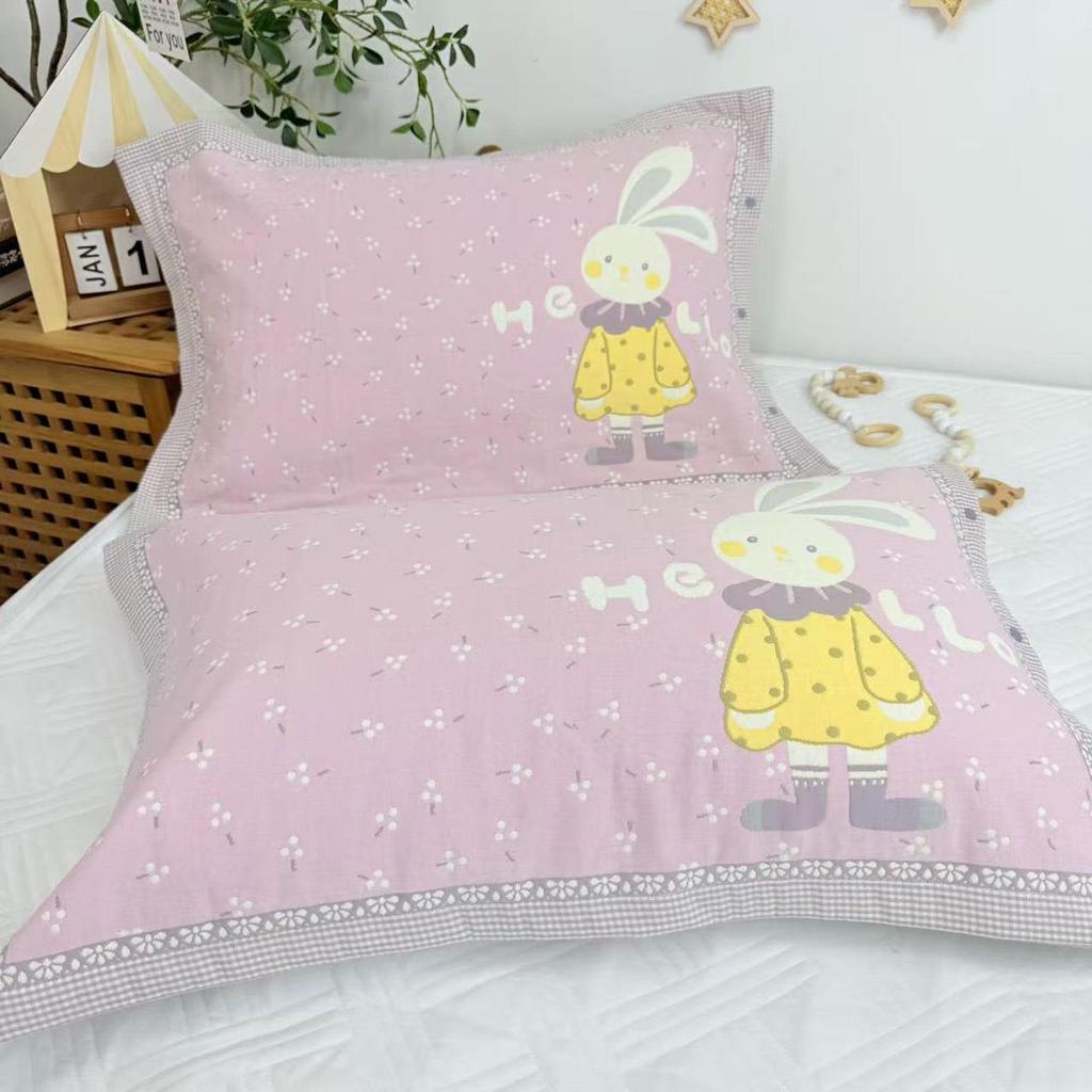 Set of 2 All-Cotton Gauze Pillowcases: Snap Button, High-Density, Non-Shedding, Four-Season Use