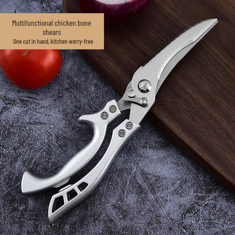 Heavy-Duty Stainless Steel Chicken Bone Scissors with Aluminum Handle, Multipurpose Kitchen and Household Use