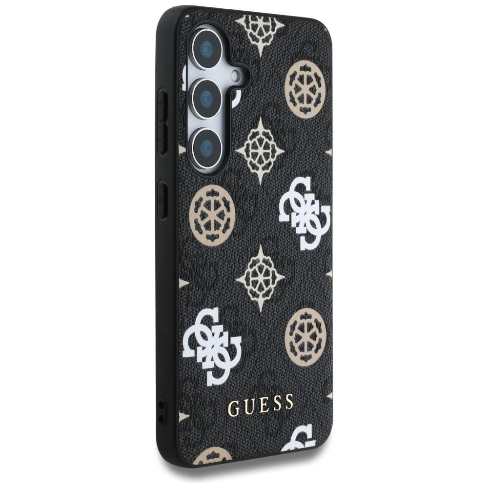 Guess 4G Printed Colored Peony Pattern Case Magsafe For Samsung Galaxy S25 Black