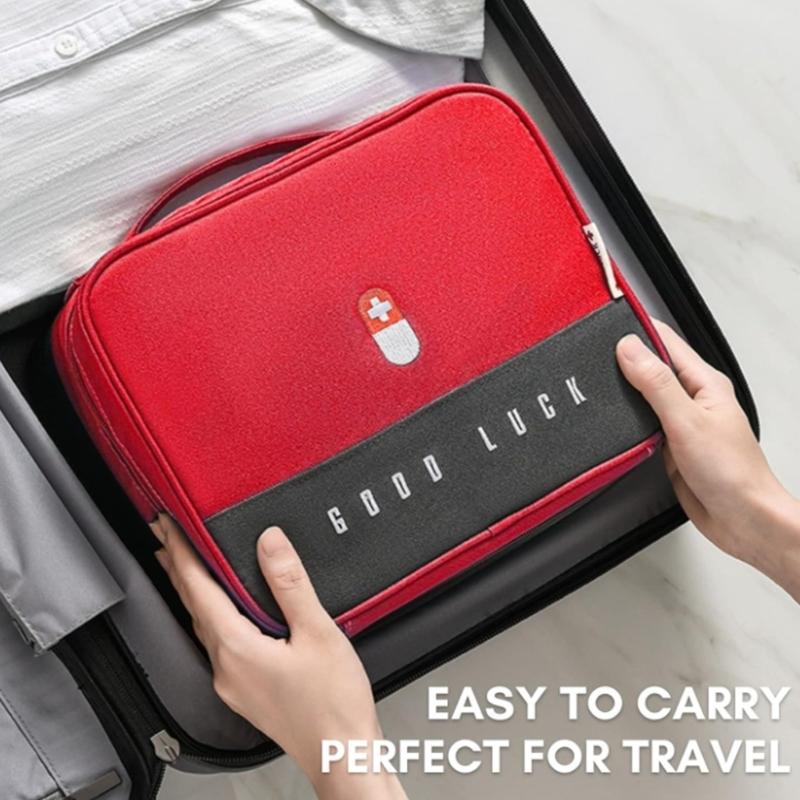 Portable First Aid Kit For Outdoor Hiking Car Family Use Features Multiple Storage Pockets Storage Bag for Home Travel