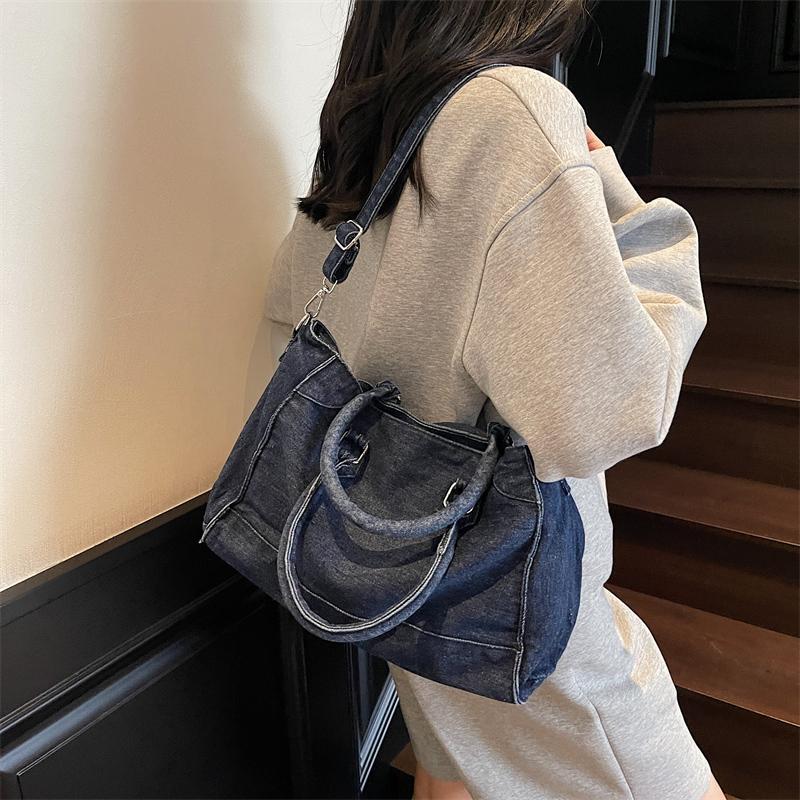 Large Capacity Denim Cotton Shoulder Crossbody Bag Fashion Designer Handbag Ladies Tote Bags Luxury Women Durable Purses Sac