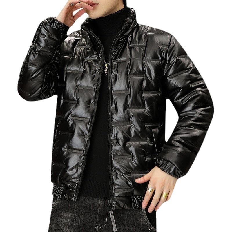 Men's 2023 Korean Style Shiny Winter Jacket - Thick, Warm, Trendy Cotton Coat