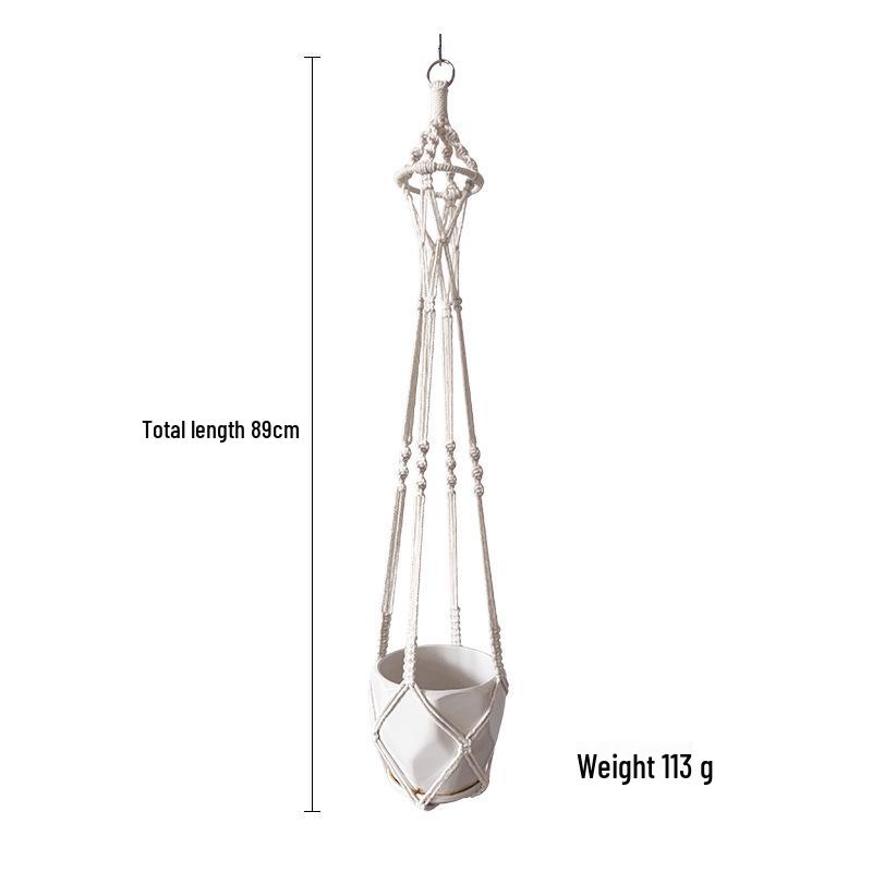 Creative Woven Hanging Flower Pot Basket with Net Bag Decoration