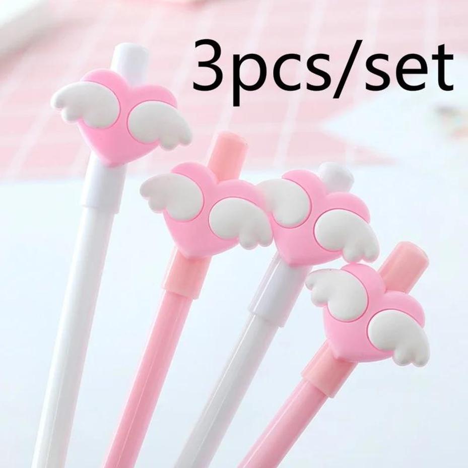 

3pcs/lot Cute Wings Love Gel Pen 0.5mm Gift Stationery Office School Supplies Kawaii Decorative Writing Neutral Pen