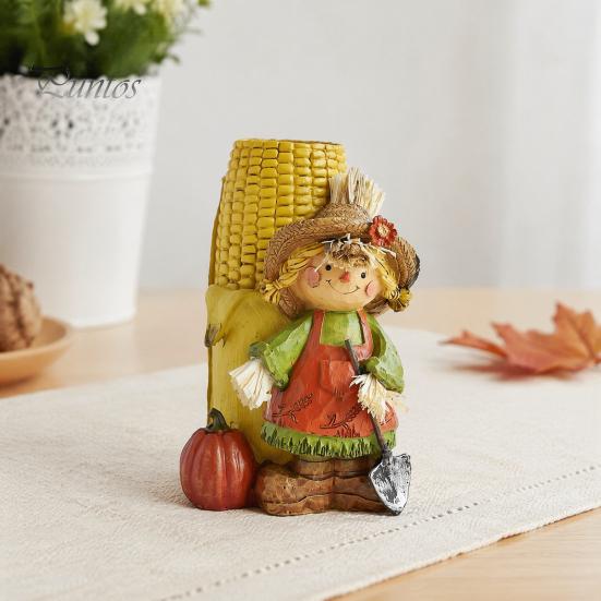 Autumn Harvest Home Decorations Figurine Ornament, Decorative Resin Statue, Turkey/Scarecrow/Pumpkin Collectibles for Halloween Tabletop Centerpiece