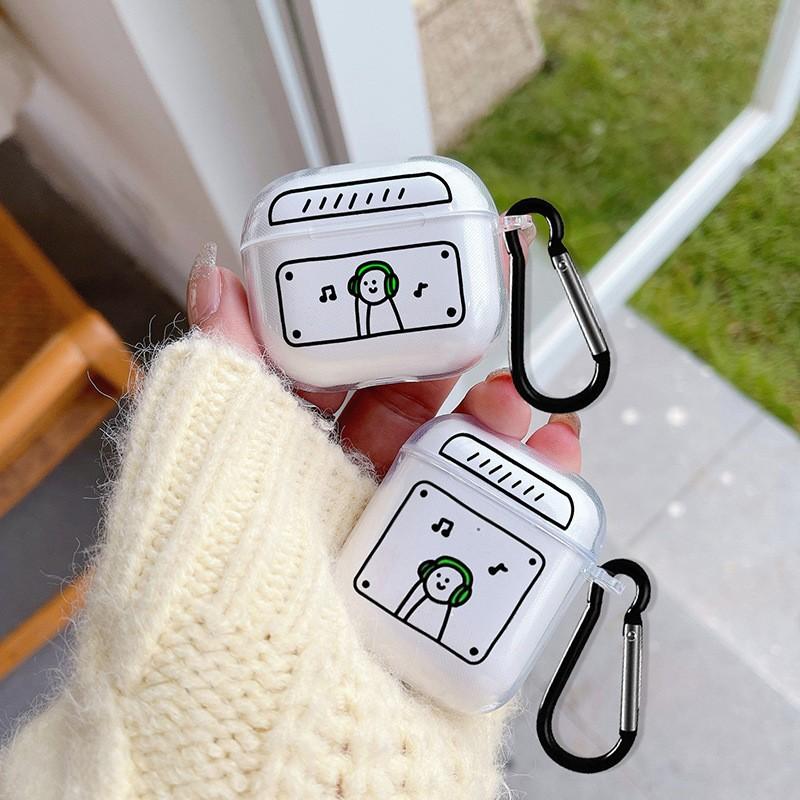 Ins solid color simple smiley face for AirPods pro1 protective case 1/1 generation apple bluetooth headset soft rubber case