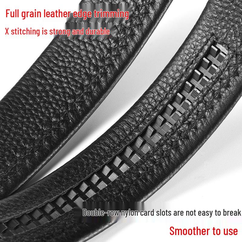Headless Men's 3.5cm Leather Belt Strap with Automatic Buckle-Free Design