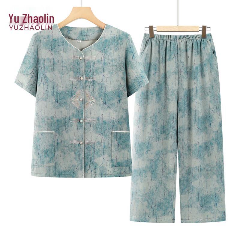 YUZHAOLIN Women s Summer Short-Sleeve Casual Two-Piece Set 5XL