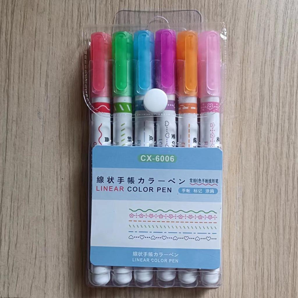 Dual-line Wave Net Red Color Hand Copy Newspaper Pen - Student Fluorescent Pen