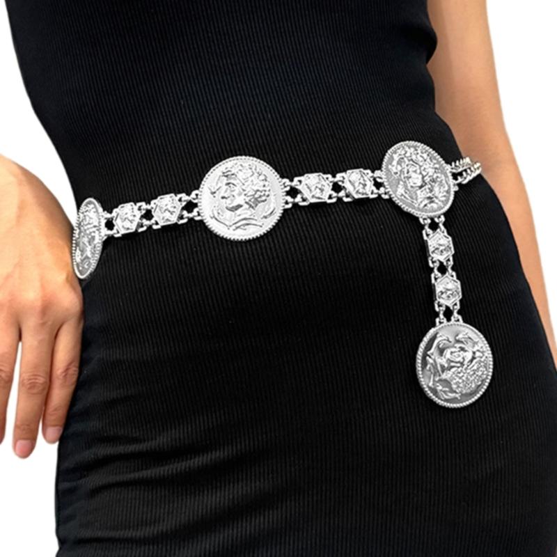 

Дерзкий пояс на талию Стильный пояс-цепочка на талию с резной головой Изысканная цепочка Цепочка на живот для танца живота Цепочка на талию серебряный