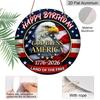 2D Flat, 1pc Round Happy Birthday America Aluminum Hanging Sign, "God Bless America" Bald Eagle 1776-2026 Design, Retro Distressed Patriotic Metal