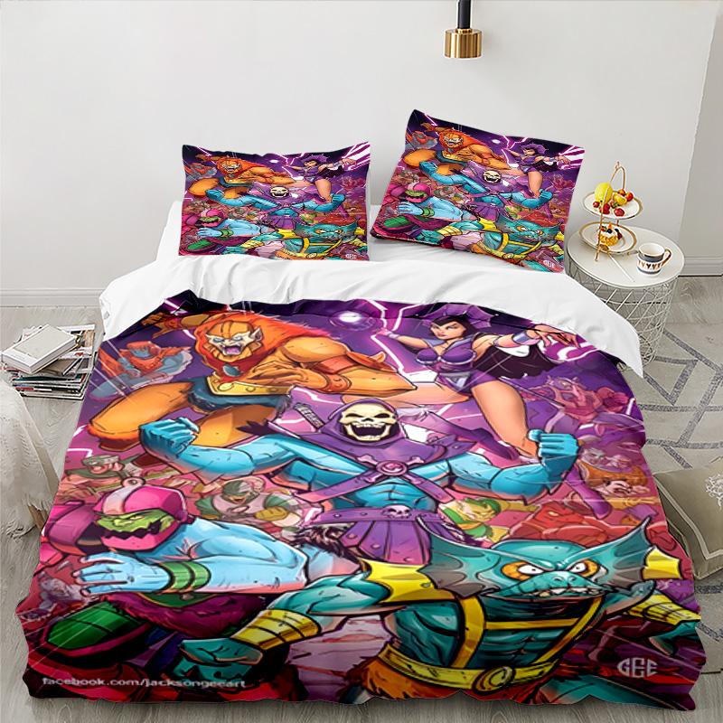 3PCS Heman Bedding Set Printed Duvet Cover Closure Includes 1 Duvet Cover & 2 Pillowcases for All Seasons Bedroom Decor