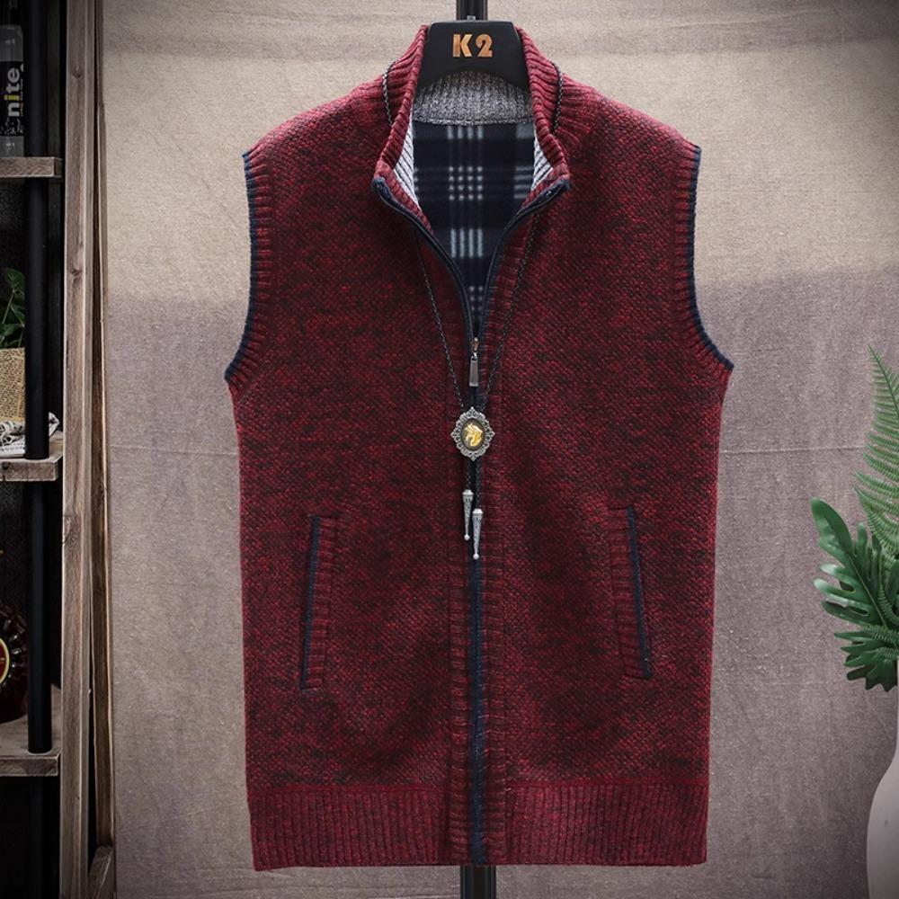 Sweater Cardigan Vest Men's Wear Fall and Winter Knitwear Warm Padded Thickened Jacket Zip Coat Harajuku