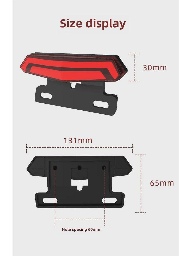 Electric Three-Wheeled Motorcycle Dual-Function Taillight and Headlight with Steering Warning and License Plate Light Accessories