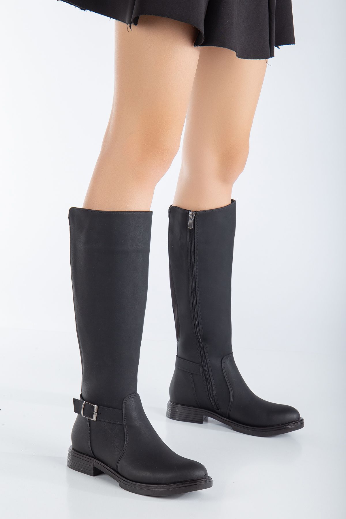 

Women Boots Faux Leather Stylish Sports Style Feminine Cm Quality Faux Leather Thermo Sole Flexible Riding Below Knee Buckle Boots 36