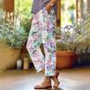 Women's Fashionable Floral Print Straight Leg Pocket Elastic Waist Casual Pants Pants