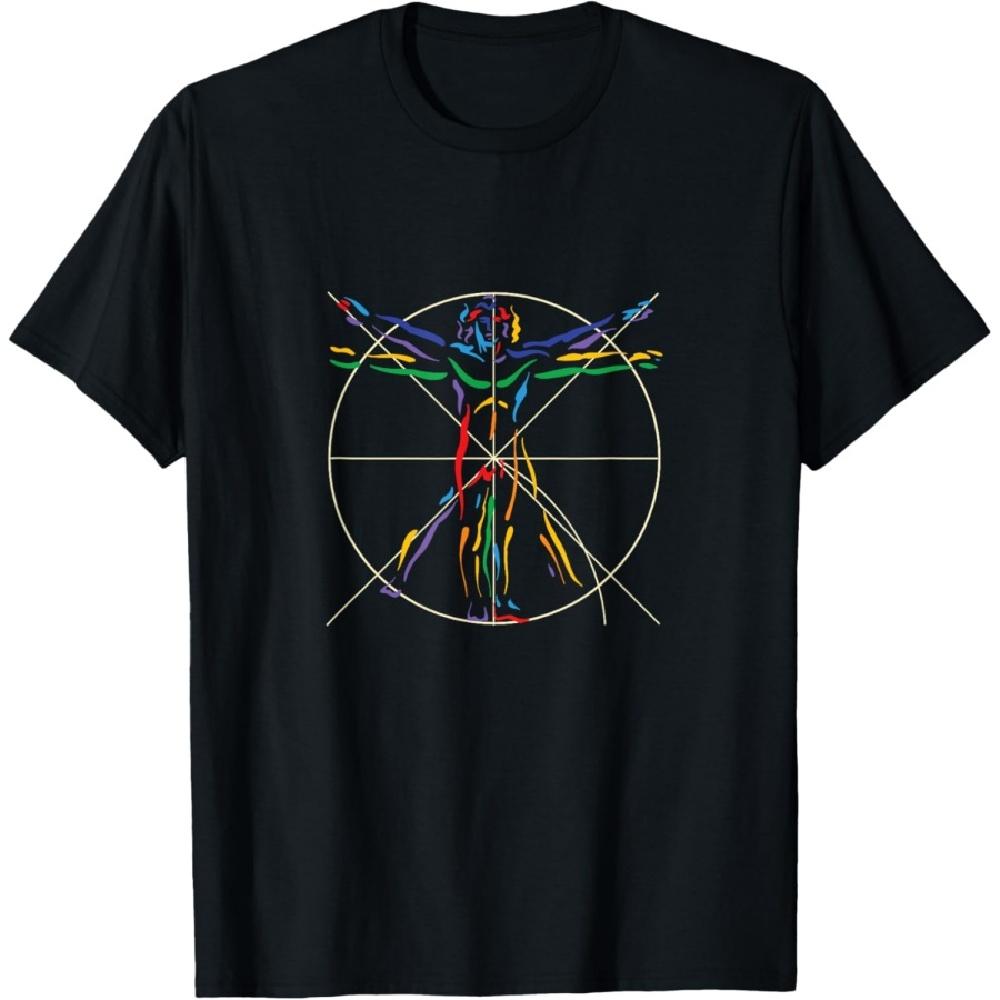 

Anatomy DaVinci Vitruvian Man Chakra colors T-shirt T-Shirt S