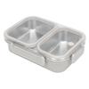 Stainless Steel Lunch Box Container Sealed Odorproof 2 Compartment Portable Square 1.2L Grey