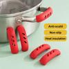 6 PCS Non-Slip Pot Handle Cover Red Grip Handle Sleeve  Frying Pan Stew Pot Steamer