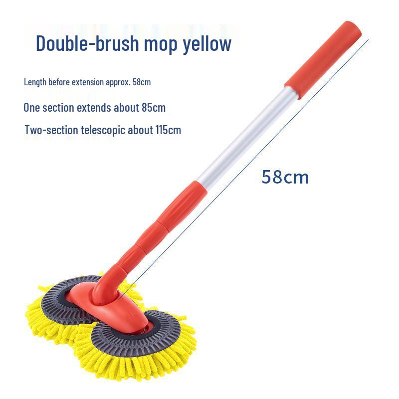 Car-Specific Double-Sided Multi-Functional Rotating Soft Bristle Mop with Long Detachable Telescopic Handle for Car Wash