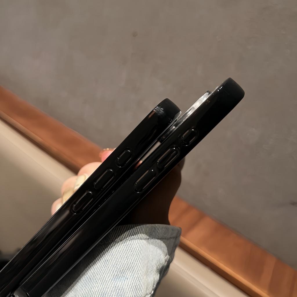 Black Color Edge Frame Transparent Acrylic Anti-fall Phone Case For iPhone 16 15 14 Plus 13 Pro Max Shockproof Bumper Back Cover