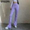 Solid Hot Y2K Woman Pants Aesthetic Fashion Streetwear Women Clothes Slim High Waist Sexy Bell Bottom Long Flare Tights