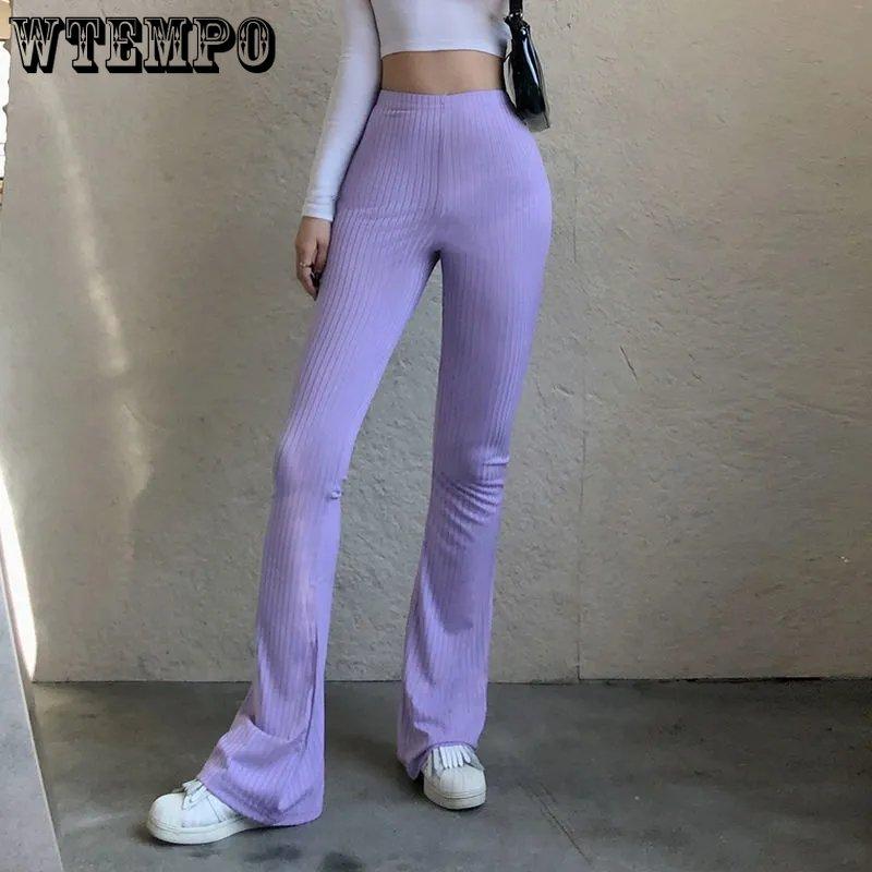Solid Hot Y2K Woman Pants Aesthetic Fashion Streetwear Women Clothes Slim High Waist Sexy Bell Bottom Long Flare Tights