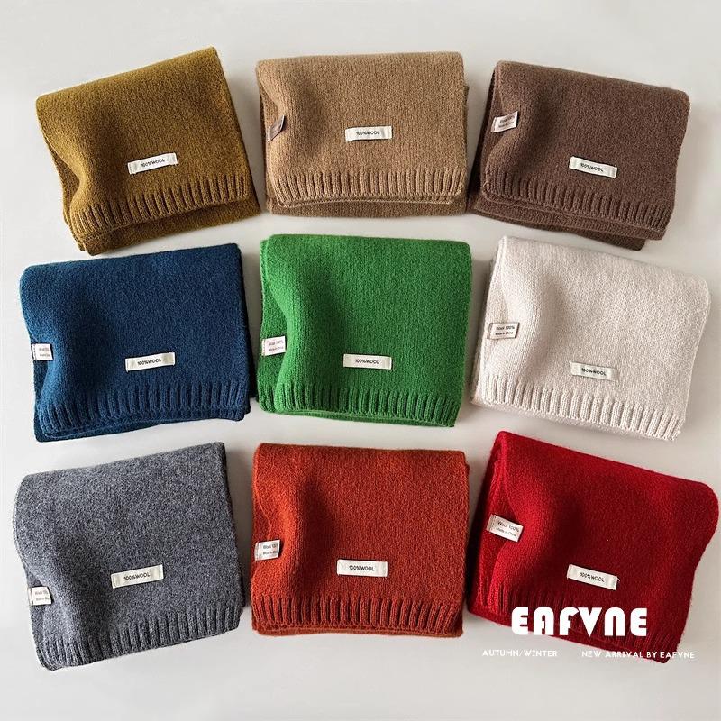 100% Australian Merino Wool Scarf - New Style Solid Color, Unisex Winter Warm Knitted Neck Warmer