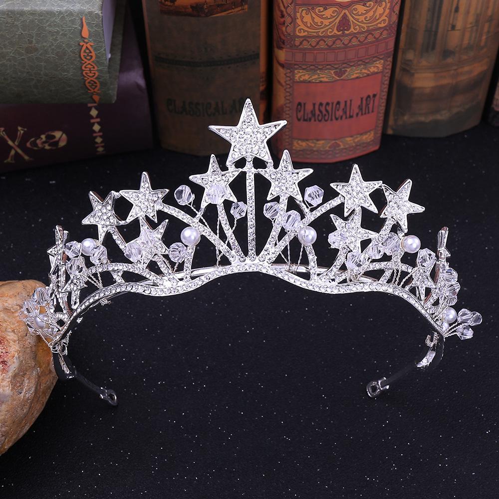 Hot Selling Crystal Star Crown Bridal Pageant Crown Tiaras Rhinestones Crown for Wedding ZGH1186 белый