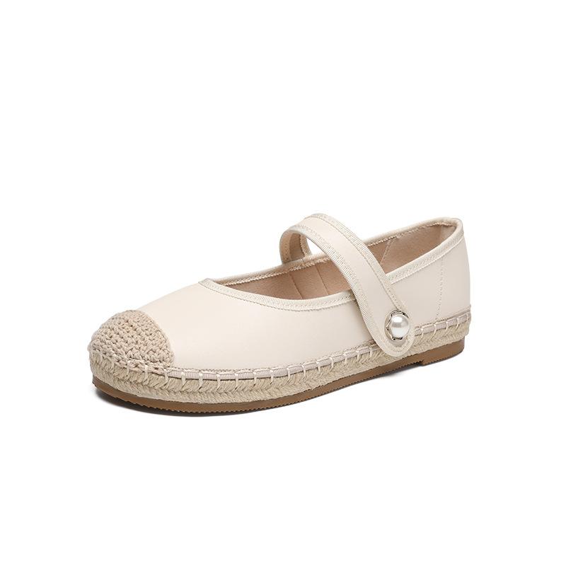 

Плетеные одинарные туфли Модные туфли-рыбаки жемчужная пряжка слипоны лоферы на липучке Женская обувь 35