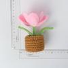 Tulip Crochet Flowers Pot Cute Knit Flower Creative Crochet Plant Pot Tulips Knitting Flower Car Table Home Decor
