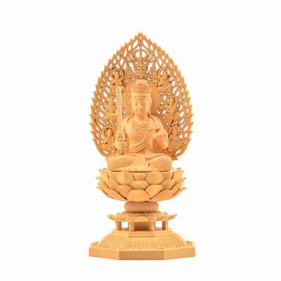 Hanro Art Carving Manjusri Bodhisattva Buddhist Altar Statue, Wood Carving, Boxwood, Flying Celestial Being Halo, Lotus Pedestal, Year of the Rabbit,