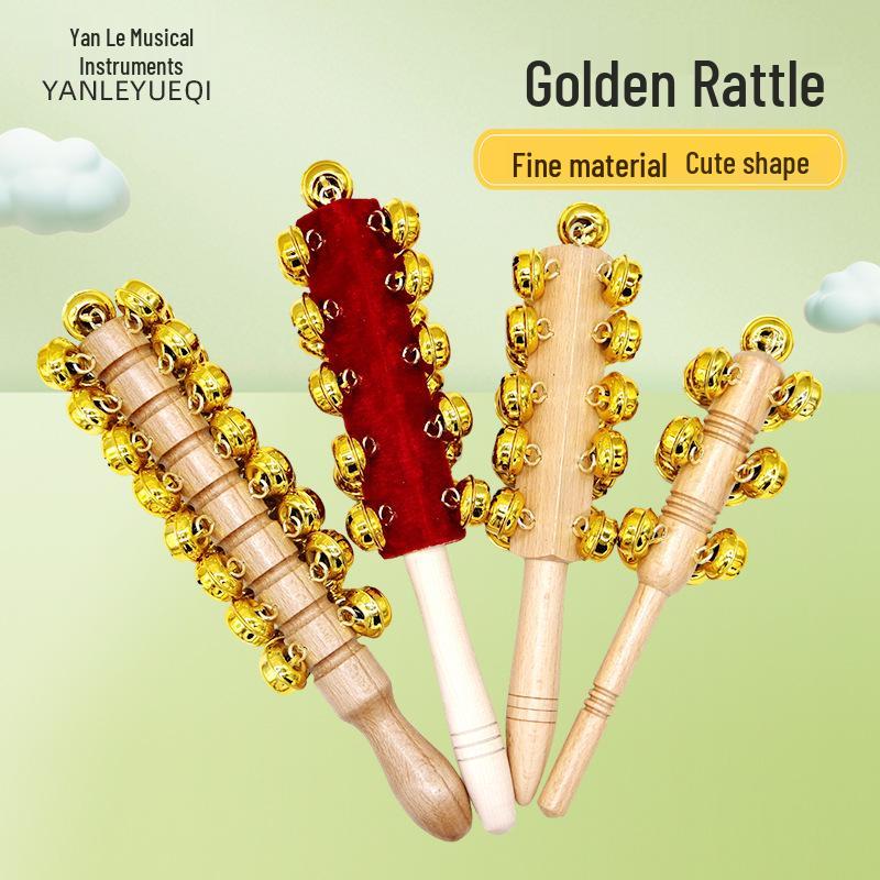 Kindergarten Percussion Instruments: Rattles, 13-Bell String Bells, 21-Bell Gold Bar Bells, Music Teaching Aids