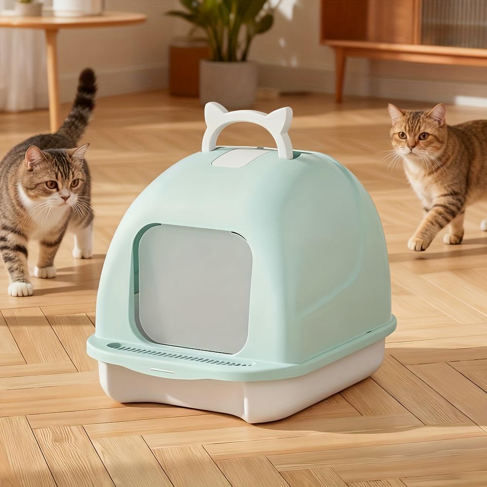 

Полностью закрытый кошачий туалет с верхней загрузкой, Экстрабольшое глубокое основание, Защита от разбрызгивания и запаха с угольным фильтром, Лотток с защитой от разбрасывания наполнителя лазурь