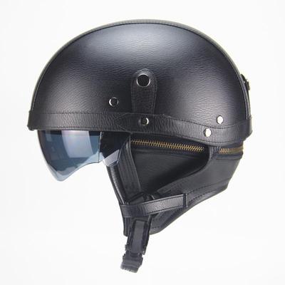 Retro Leather Cruiser Motorcycle Helmet - Prince King Edition