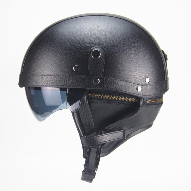 Retro Leather Cruiser Motorcycle Helmet - Prince King Edition