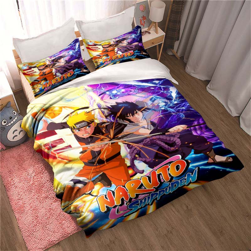 Uzumaki Naruto Japanese Manga Print Bedding Set – Duvet Cover Set – A Luxurious Gift for Teens, Suitable for Double/Single Beds